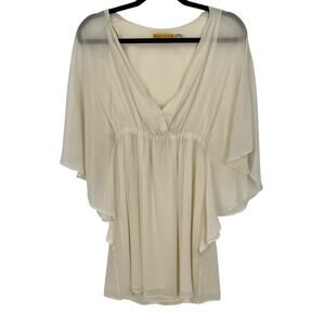 Alice + Olivia Beige Cream Silk Blouse Size XS